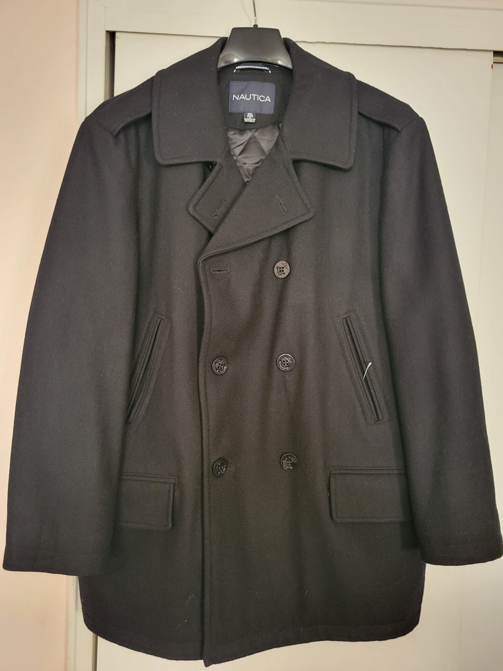 Nautica Black Men's Double-Breasted Peacoat